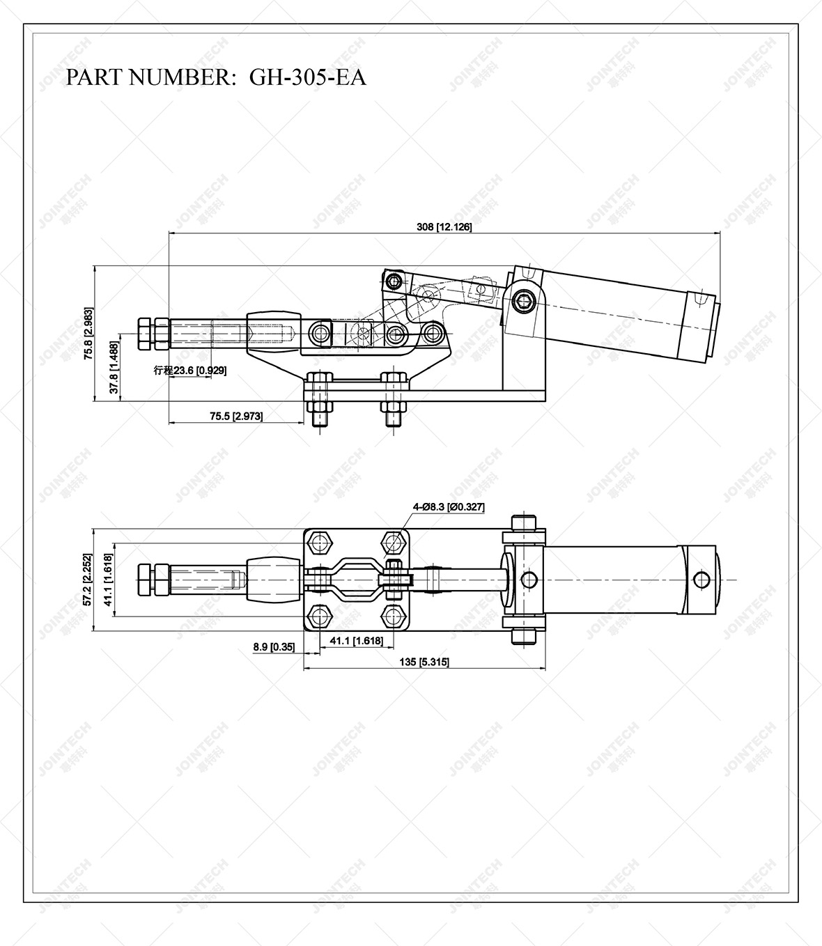 Pneumatic Straight Line Toggle Clamp